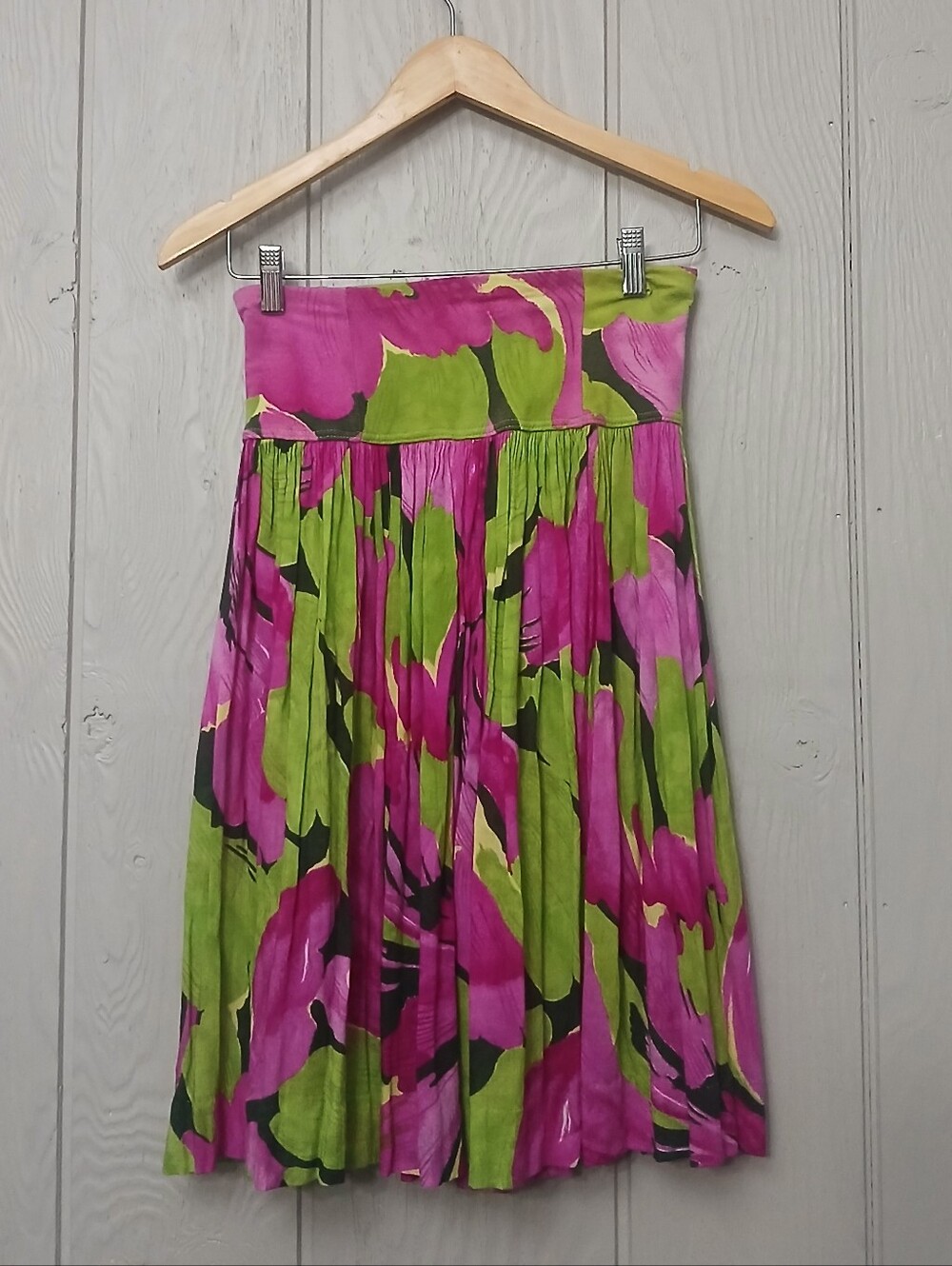 Y2K Floral Tube Top Fuchsia Lime Vintage J.J. Garella Size 2